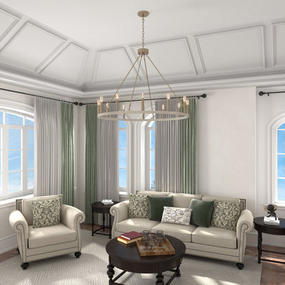 Suspension Acroma à 12 lumières, style ferme, 40 pouces, en forme de roue de charrette, avec certification UL - 40'' de diamètre x 138'' de hauteur