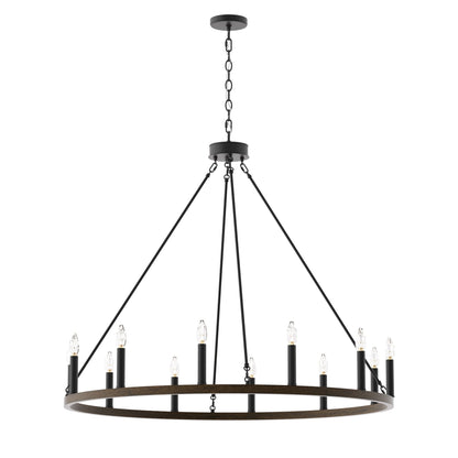 Suspension Acroma à 12 lumières, style ferme, 40 pouces, en forme de roue de charrette, avec certification UL - 40'' de diamètre x 138'' de hauteur