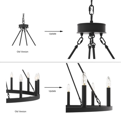 Suspension Acroma à 12 lumières, style ferme, 40 pouces, en forme de roue de charrette, avec certification UL - 40'' de diamètre x 138'' de hauteur
