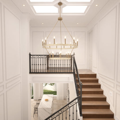 Suspension Acroma à 20 lumières, style ferme moderne, en forme de roue de charrette ronde de 40 pouces, avec certification UL