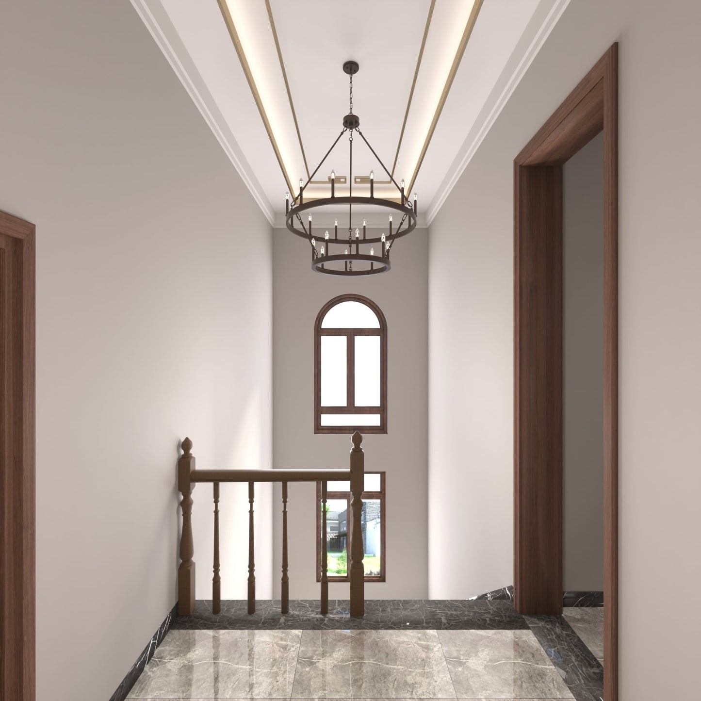 Suspension Acroma à 20 lumières, style ferme moderne, en forme de roue de charrette ronde de 40 pouces, avec certification UL