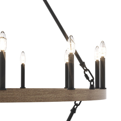 Suspension Acroma à 20 lumières, style ferme moderne, en forme de roue de charrette ronde de 40 pouces, avec certification UL