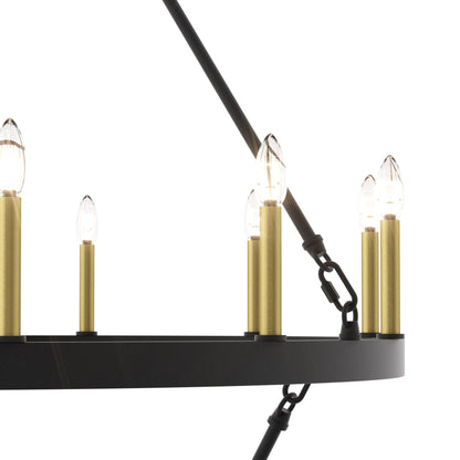 Suspension Acroma à 20 lumières, style ferme moderne, en forme de roue de charrette ronde de 40 pouces, avec certification UL