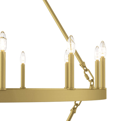 Suspension Acroma à 20 lumières, style ferme moderne, en forme de roue de charrette ronde de 40 pouces, avec certification UL