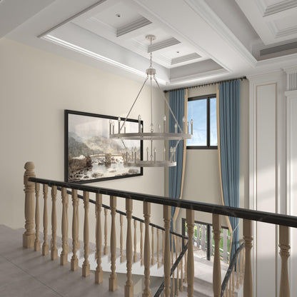 Suspension Acroma à 20 lumières, style ferme moderne, en forme de roue de charrette ronde de 40 pouces, avec certification UL