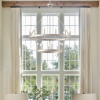 Suspension Acroma à 20 lumières, style ferme moderne, en forme de roue de charrette ronde de 40 pouces, avec certification UL