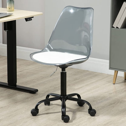 Chaise de bureau pivotante en acrylique, hauteur réglable, sans accoudoirs, sur roulettes, pour la maison.