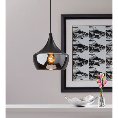 Lampe suspendue Eliza en noir ou en acier de Adesso