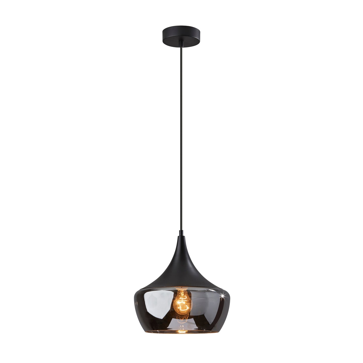 Lampe suspendue Eliza en noir ou en acier de Adesso