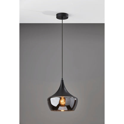 Lampe suspendue Eliza en noir ou en acier de Adesso