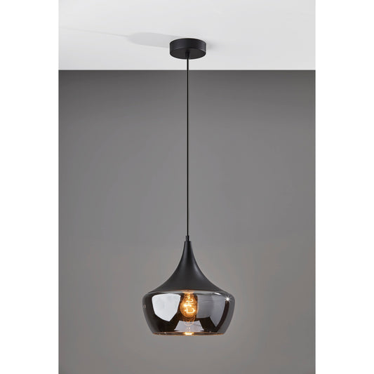 Lampe suspendue Eliza en noir ou en acier de Adesso