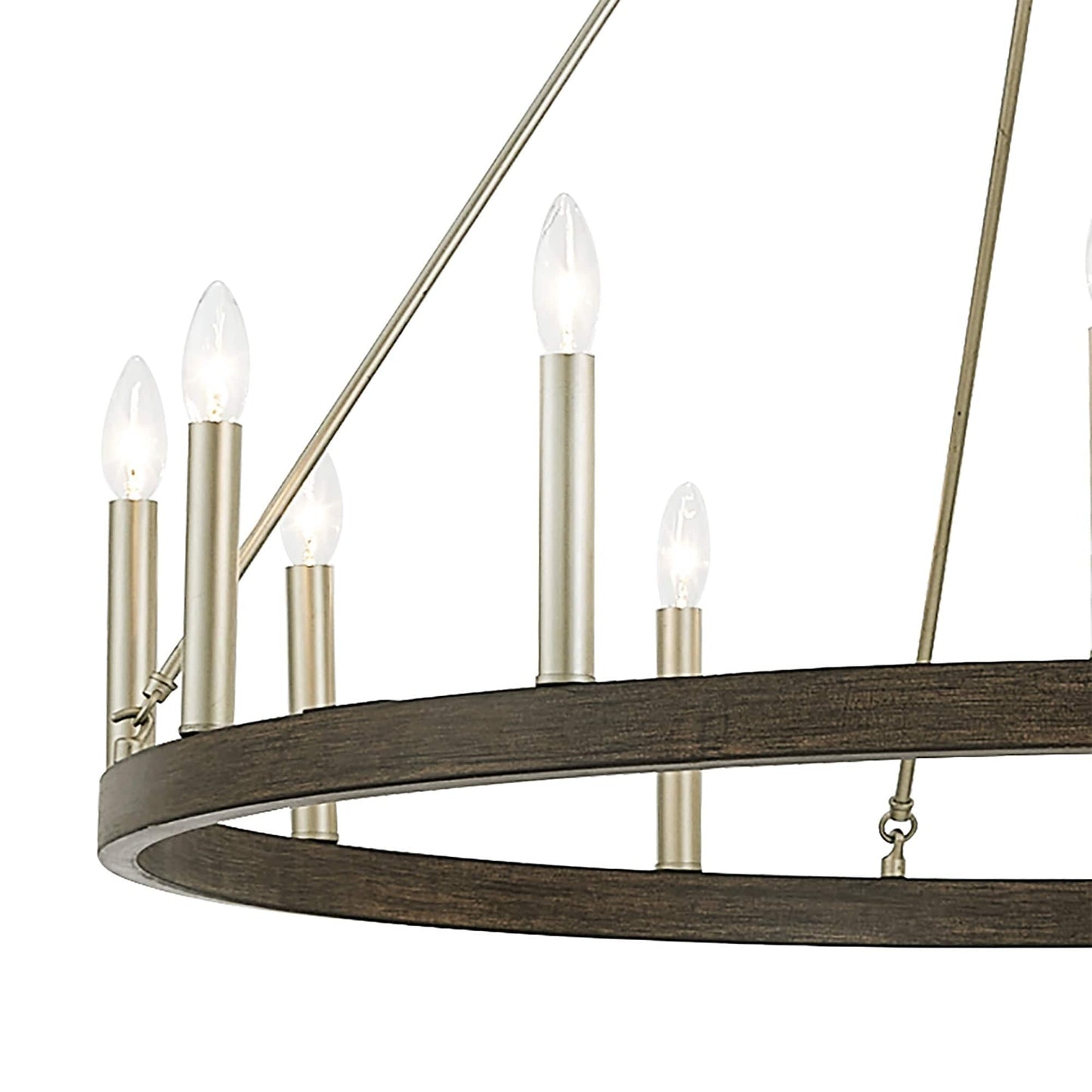Suspension Acroma à 12 lumières, style ferme, 40 pouces, en forme de roue de charrette, avec certification UL - 40'' de diamètre x 138'' de hauteur