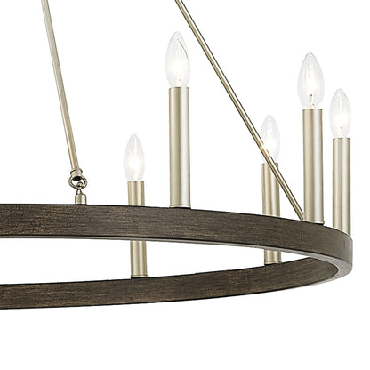 Suspension Acroma à 12 lumières, style ferme, 40 pouces, en forme de roue de charrette, avec certification UL - 40'' de diamètre x 138'' de hauteur
