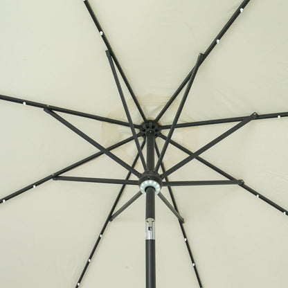 Ainfox 10ft Patio Umbrella with Lights Outdoor Solar Umbrella without Base