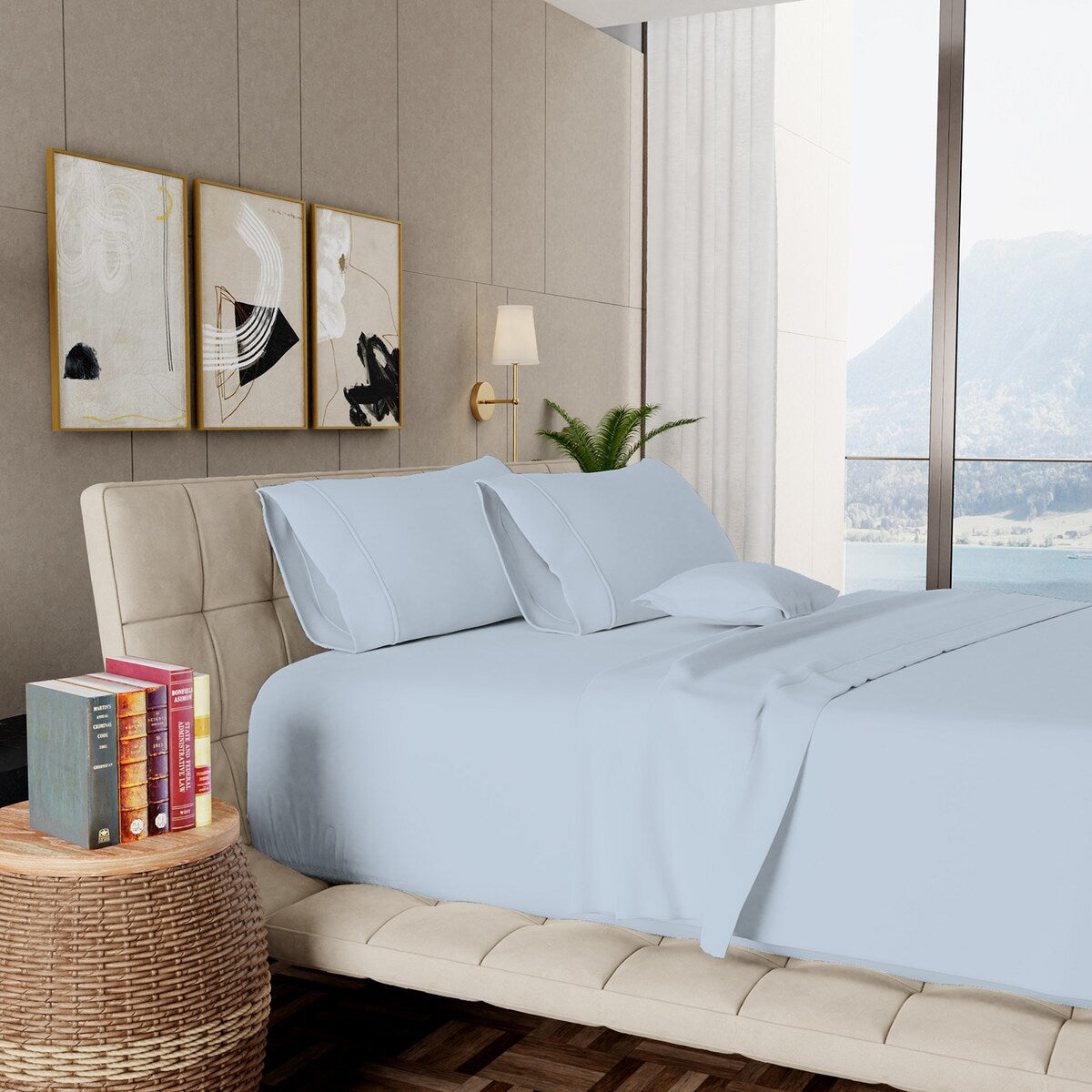 Jeu de draps en coton égyptien ultra-doux et soyeux Aireolux, 1000 fils au pouce carré