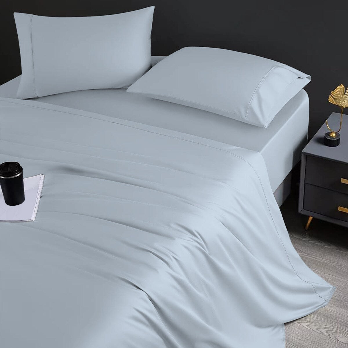 Jeu de draps en coton égyptien ultra-doux et soyeux Aireolux, 1000 fils au pouce carré