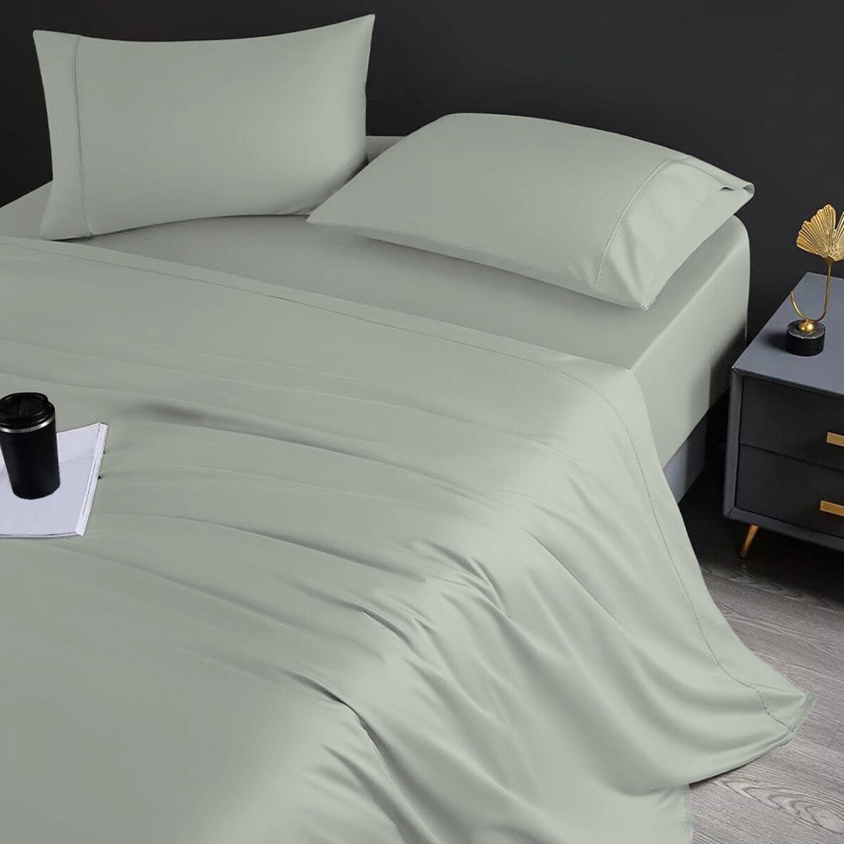 Jeu de draps en coton égyptien ultra-doux et soyeux Aireolux, 1000 fils au pouce carré