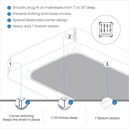 Jeu de draps en coton égyptien ultra-doux et soyeux Aireolux, 1000 fils au pouce carré