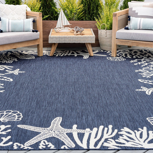 Exo Coastal Graphic Print Indoor/Outdoor Area Rug