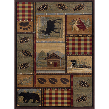 Area Rug & Runner - Lodge Cabin Farmhouse Rugs for Living Room Bedroom Dining Room Kitchen 2x3 / 3x8 / 5x7 / 8x10 / 9x12 / Round