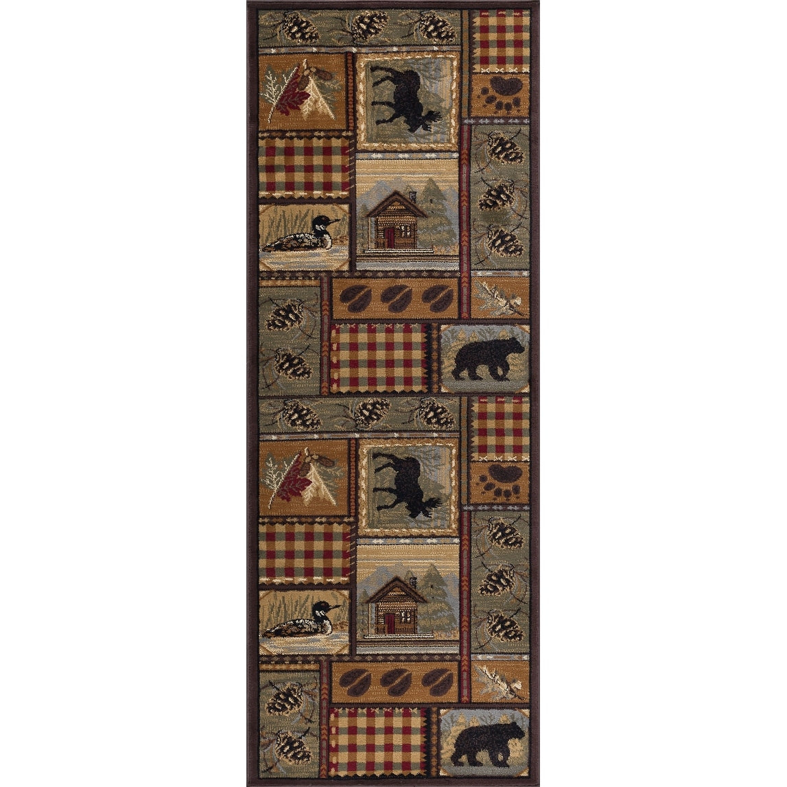Area Rug & Runner - Lodge Cabin Farmhouse Rugs for Living Room Bedroom Dining Room Kitchen 2x3 / 3x8 / 5x7 / 8x10 / 9x12 / Round