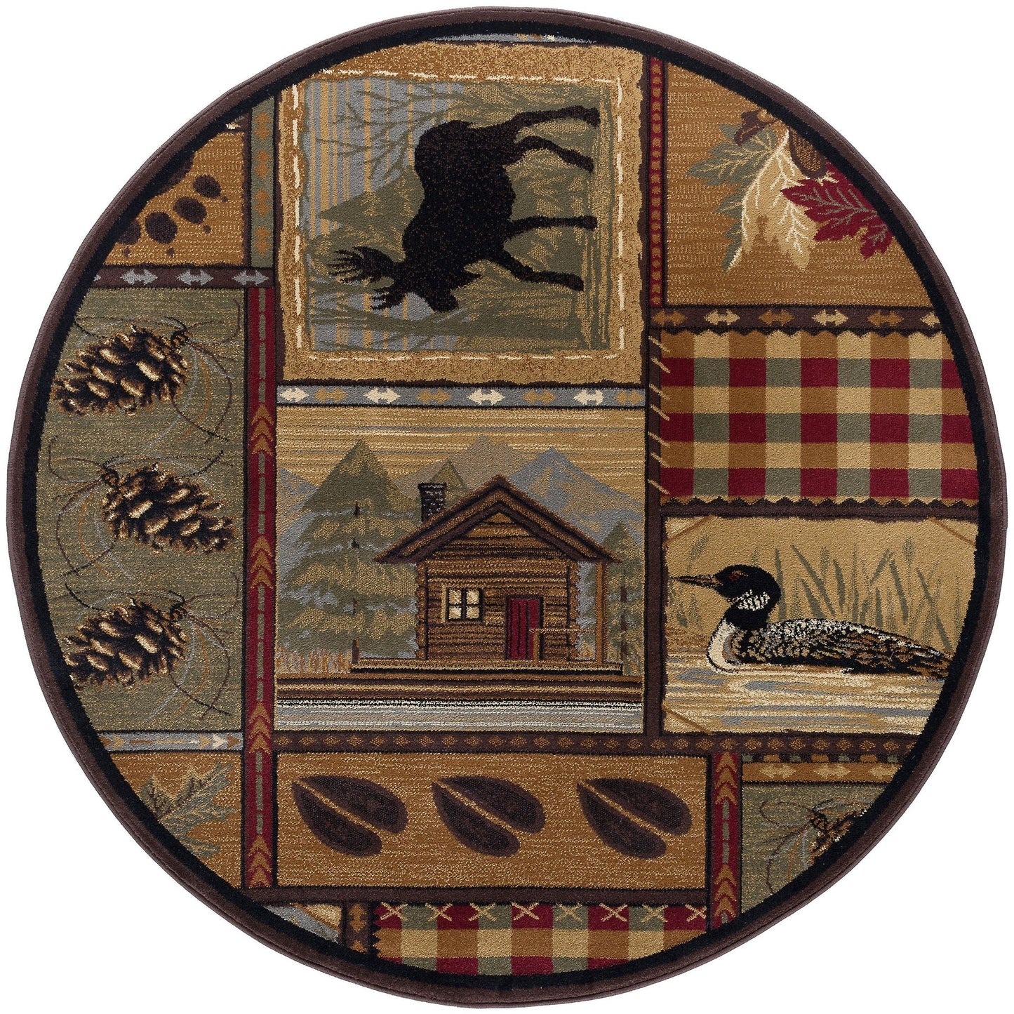 Area Rug & Runner - Lodge Cabin Farmhouse Rugs for Living Room Bedroom Dining Room Kitchen 2x3 / 3x8 / 5x7 / 8x10 / 9x12 / Round