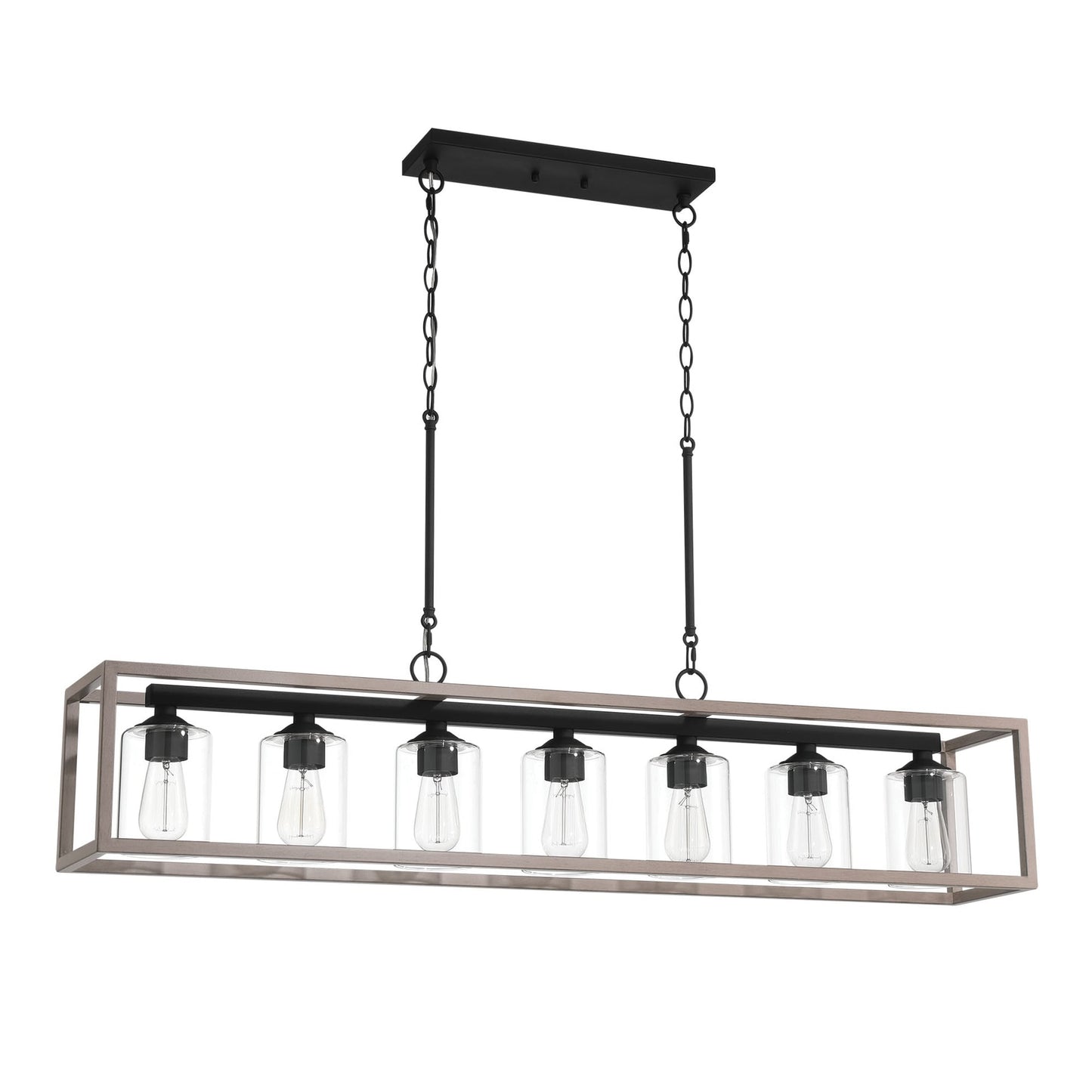 Suspension rectangulaire à 7 lumières Allegray de 52 pouces, style farmhouse, pour îlot de cuisine