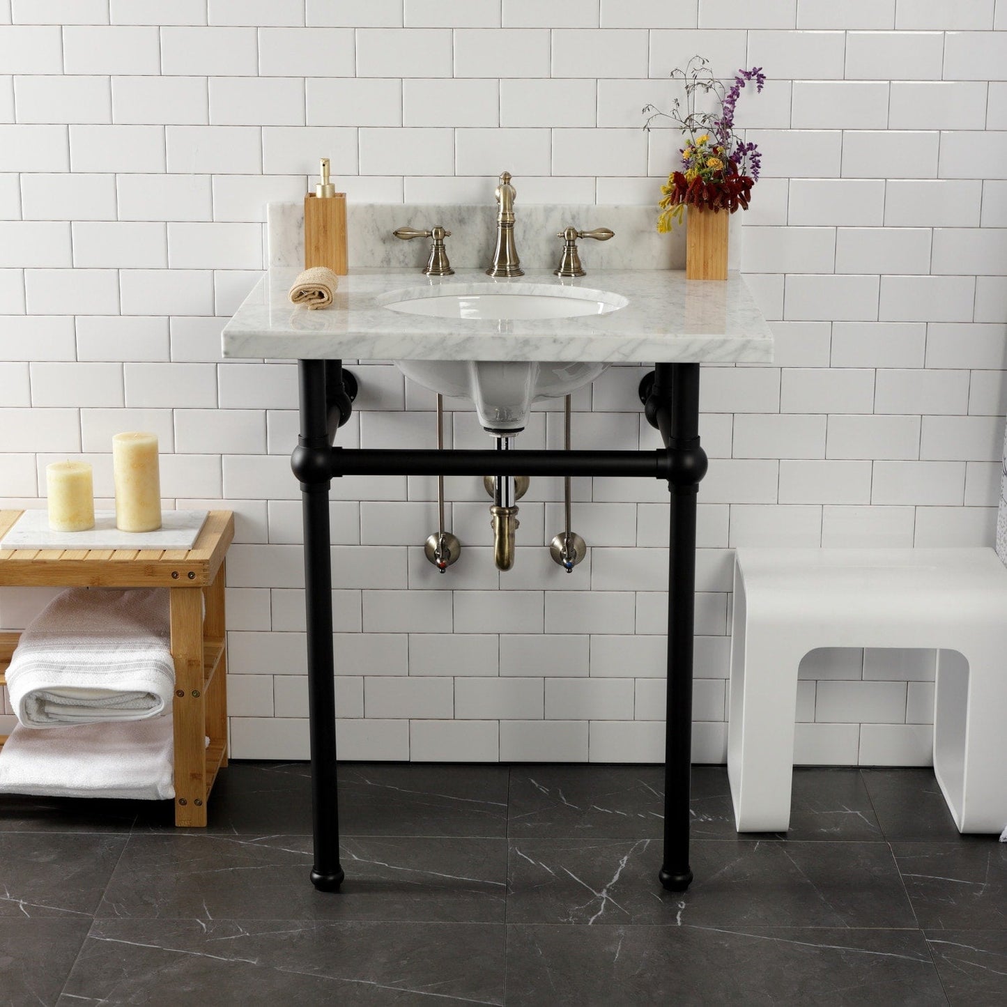 Robinet de salle de bain à large encrage, style américain classique