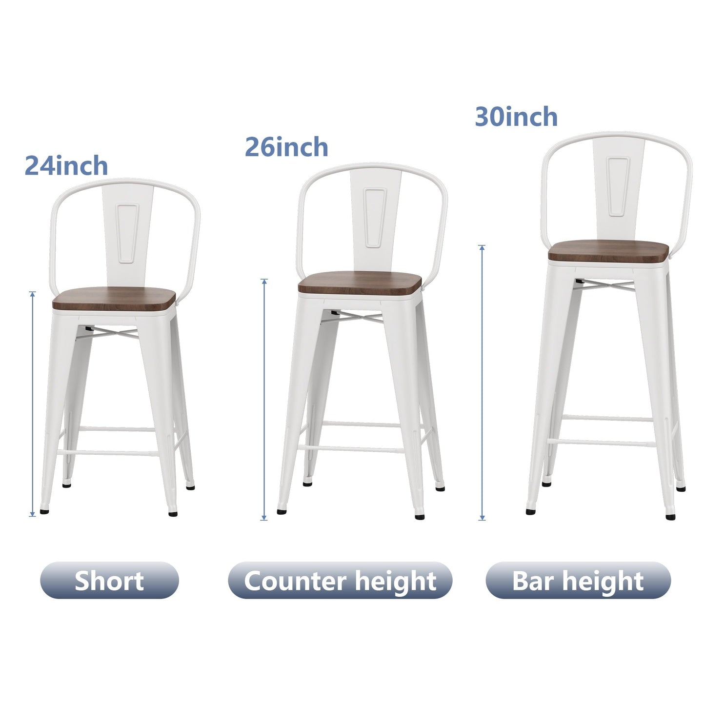 Tabourets de bar Andeworld style farmhouse, tabourets de bar hauteur comptoir, lot de 4 - Lot de 4