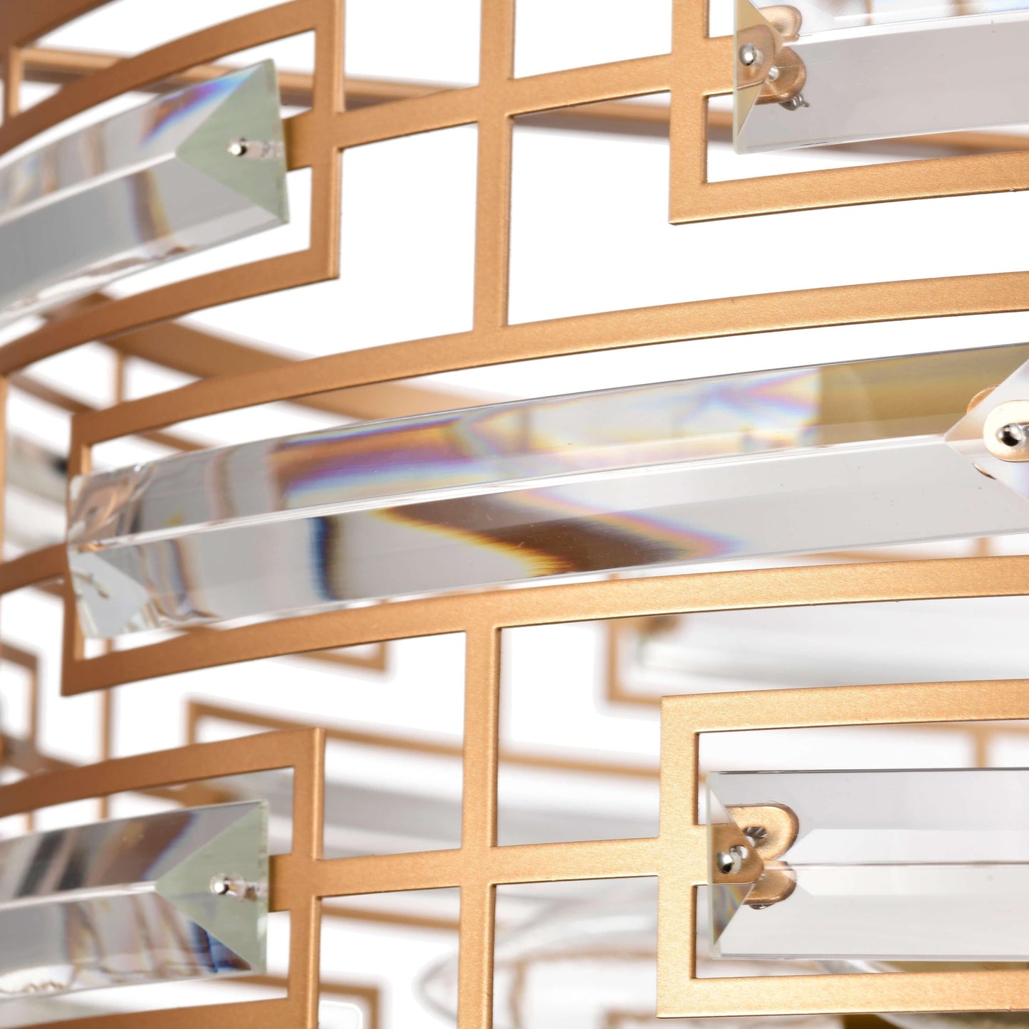 Suspension Anita avec abat-jour tambour et prismes en verre transparent