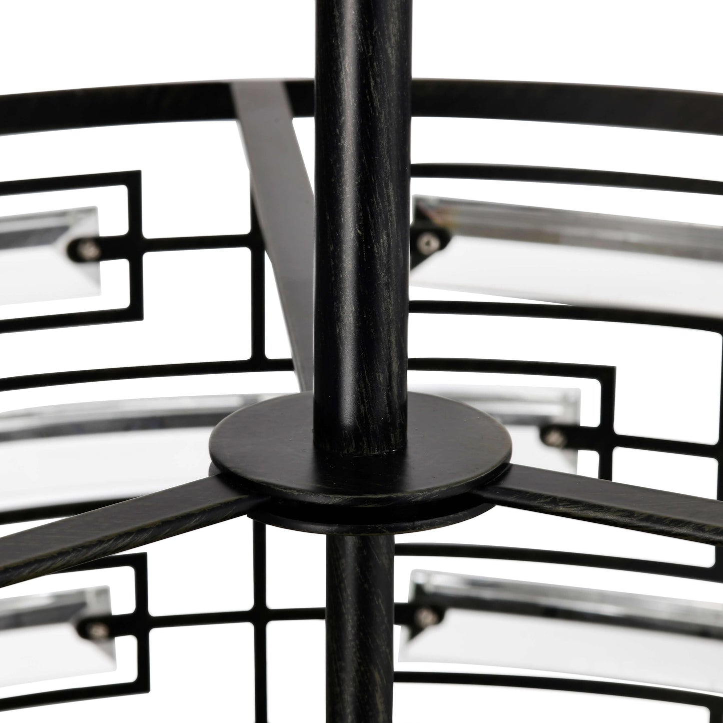 Suspension Anita avec abat-jour tambour et prismes en verre transparent