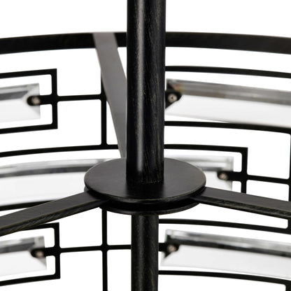 Suspension Anita avec abat-jour tambour et prismes en verre transparent