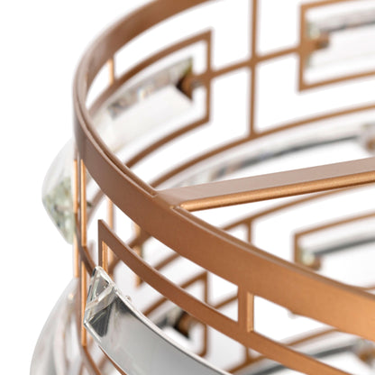 Suspension Anita avec abat-jour tambour et prismes en verre transparent