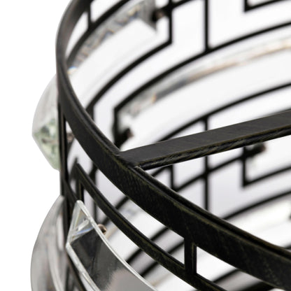 Suspension Anita avec abat-jour tambour et prismes en verre transparent