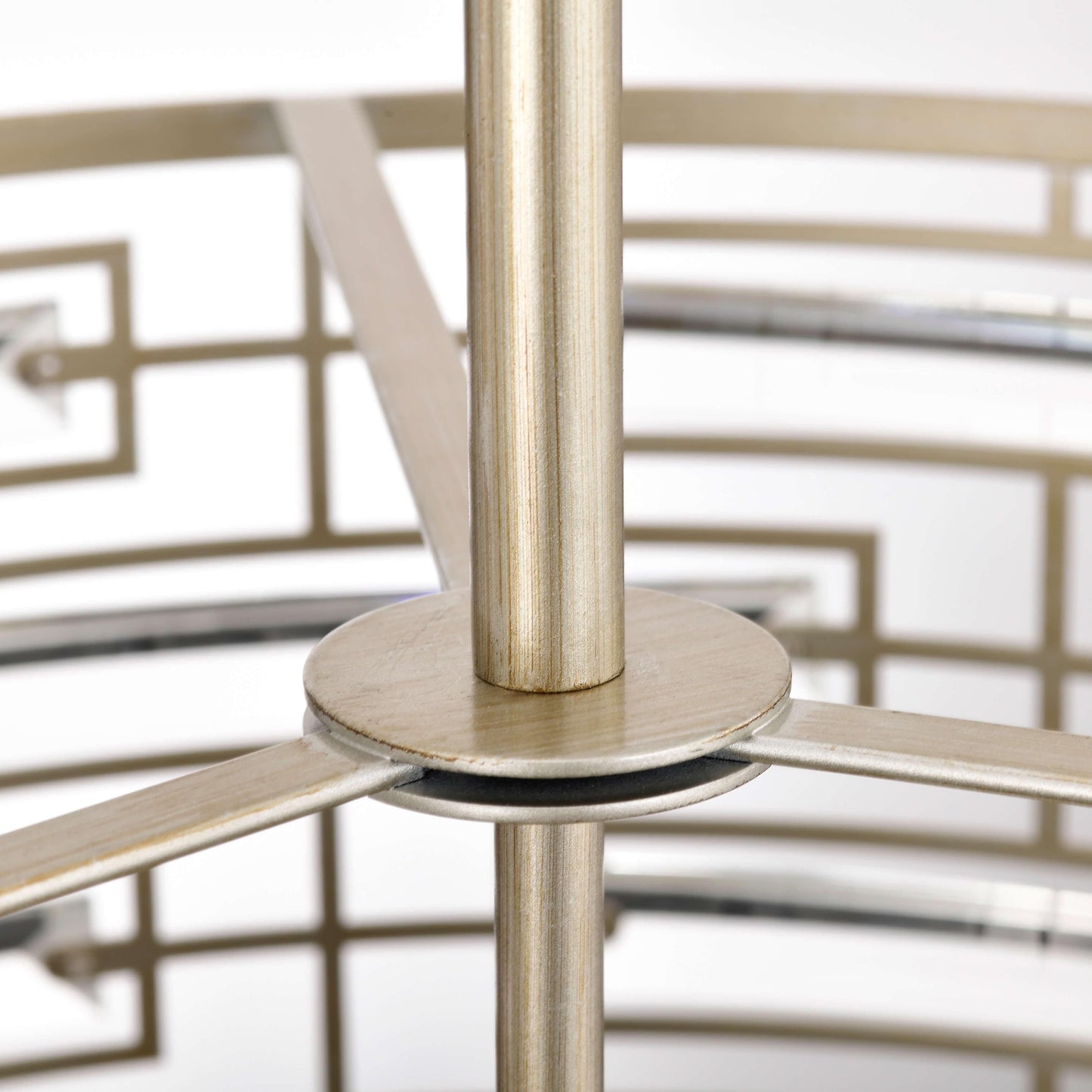 Suspension Anita avec abat-jour tambour et prismes en verre transparent