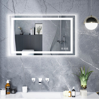 Miroir de salle de bain antibuée avec rétroéclairage RGB et éclairage LED frontal
