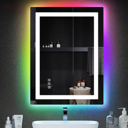 Miroir de salle de bain antibuée avec rétroéclairage RGB et éclairage LED frontal