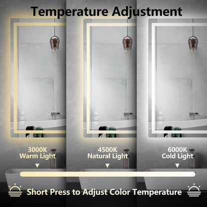 Miroir de salle de bain antibuée avec rétroéclairage RGB et éclairage LED frontal