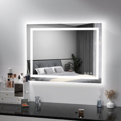 Miroir de salle de bain antibuée avec rétroéclairage RGB et éclairage LED frontal