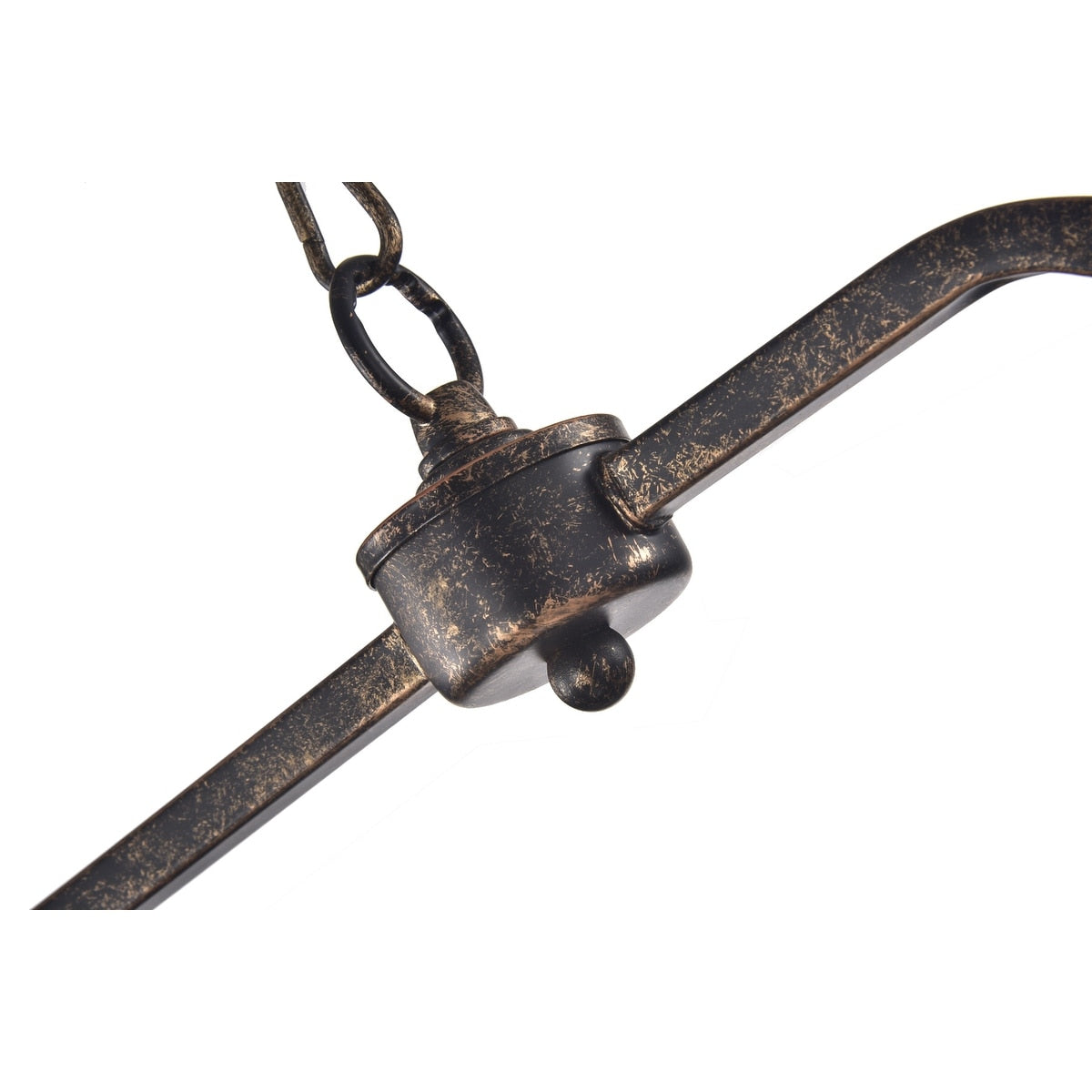 Suspension rectangulaire pour îlot de cuisine à 6 lumières en bronze antique avec cristaux - Bronze antique