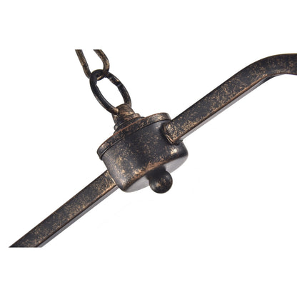 Suspension rectangulaire pour îlot de cuisine à 6 lumières en bronze antique avec cristaux - Bronze antique