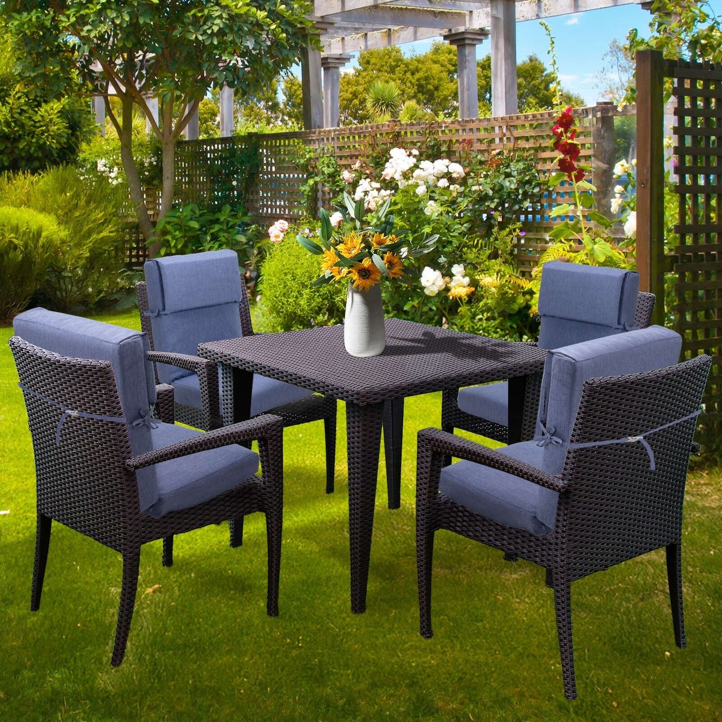 Aoodor Lot de 4 coussins pour chaises de jardin à dossier haut, 46x21x4 pouces (coussins uniquement)