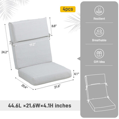 Aoodor Lot de 4 coussins pour chaises de jardin à dossier haut, 46x21x4 pouces (coussins uniquement)