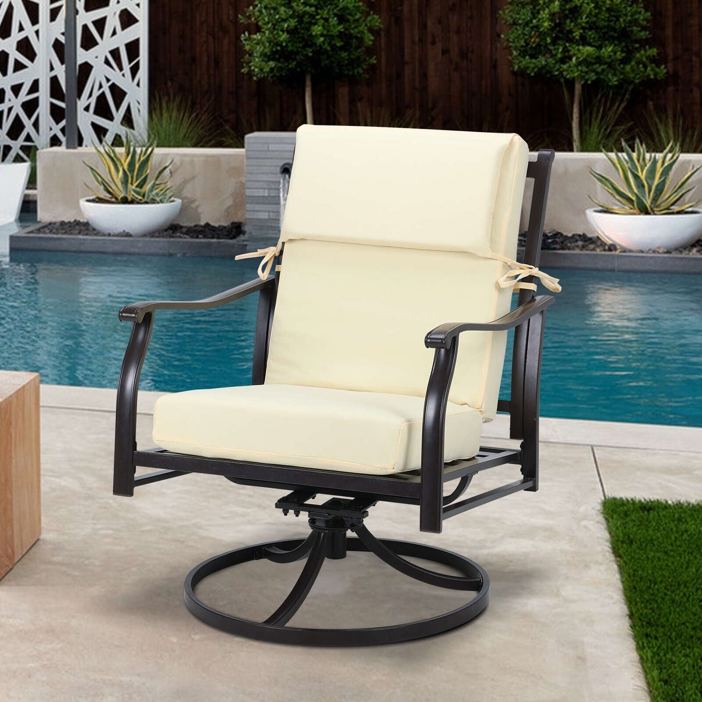 Aoodor Lot de 4 coussins pour chaises de jardin à dossier haut, 46x21x4 pouces (coussins uniquement)