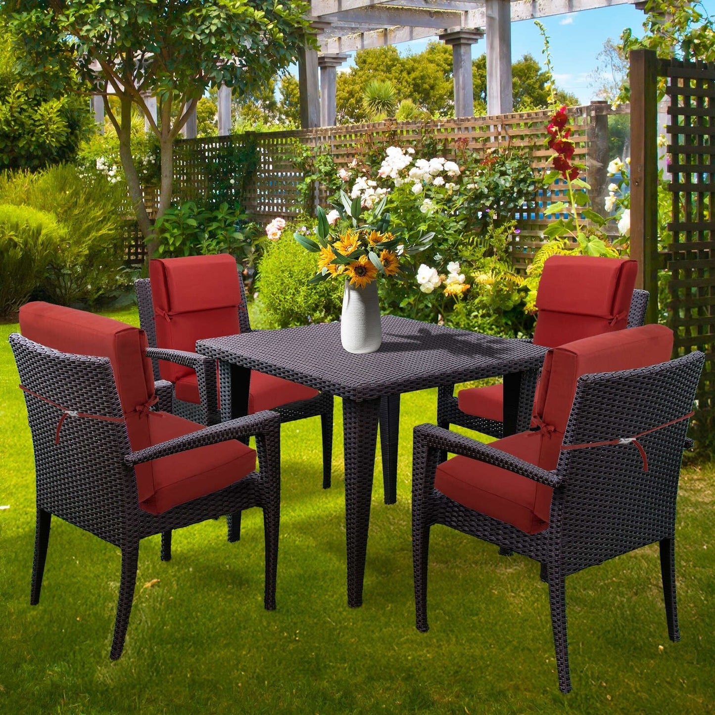 Aoodor Lot de 4 coussins pour chaises de jardin à dossier haut, 46x21x4 pouces (coussins uniquement)