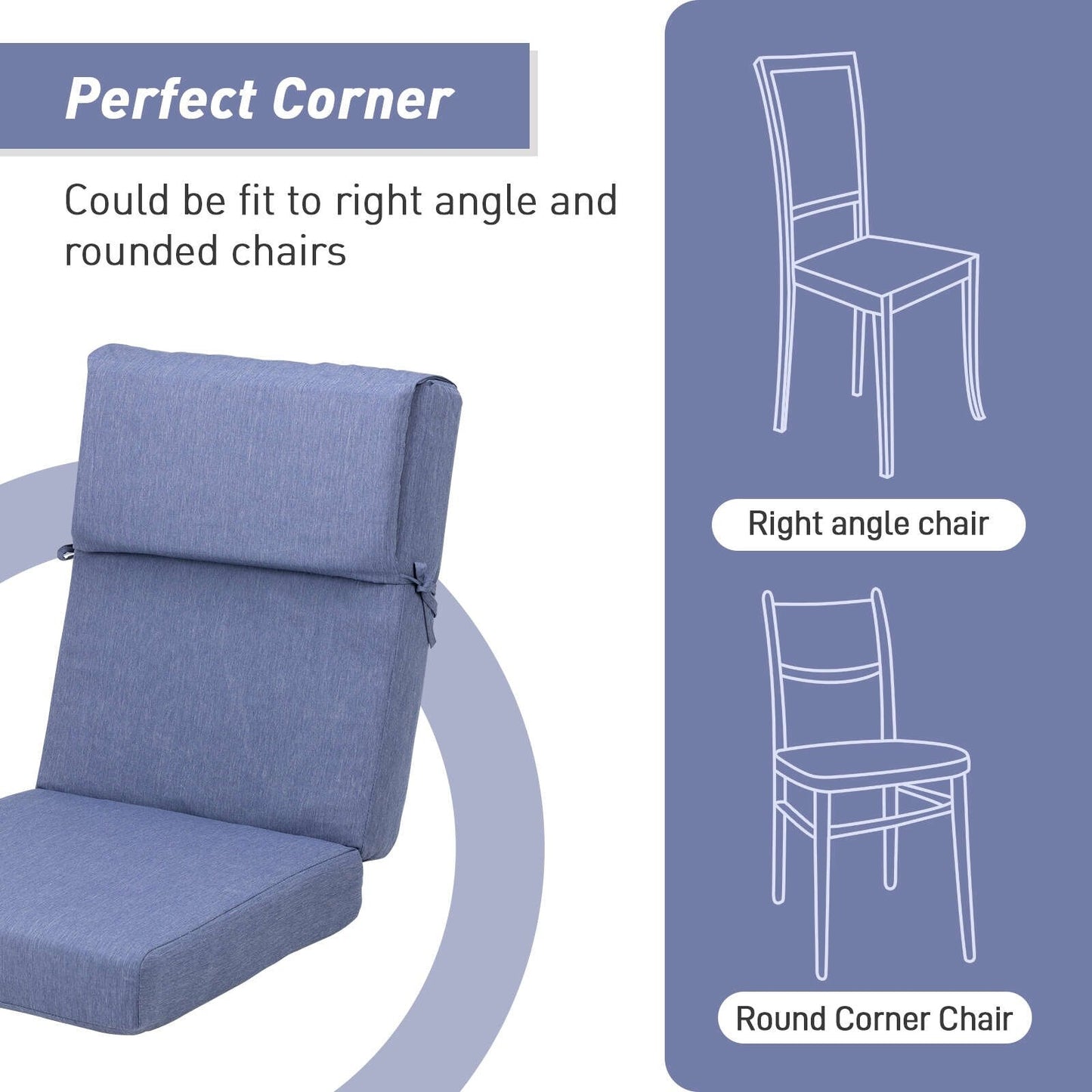 Aoodor Lot de 4 coussins pour chaises de jardin à dossier haut, 46x21x4 pouces (coussins uniquement)