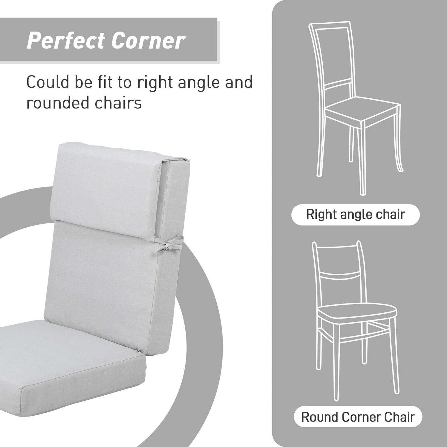 Aoodor Lot de 4 coussins pour chaises de jardin à dossier haut, 46x21x4 pouces (coussins uniquement)