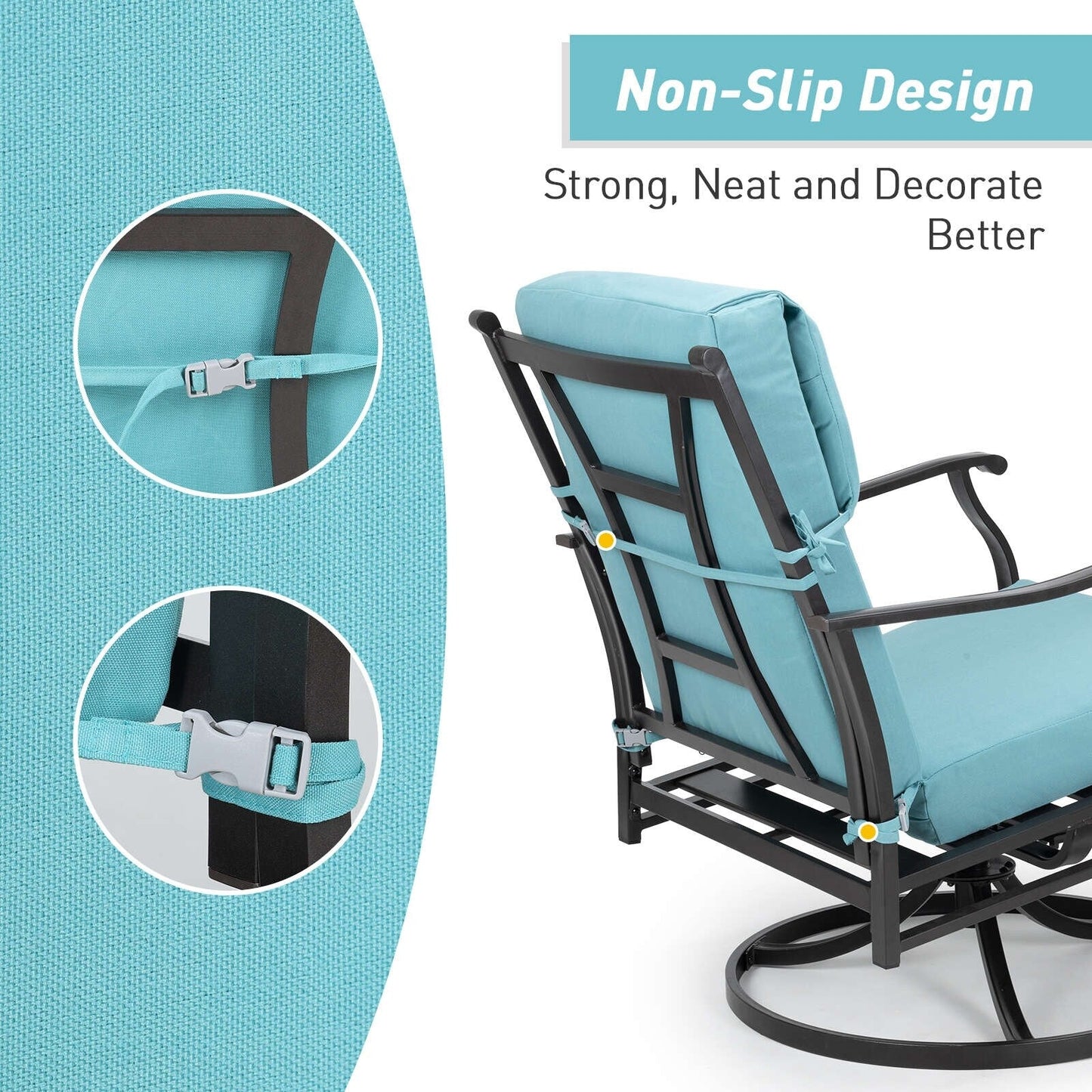 Aoodor Lot de 4 coussins pour chaises de jardin à dossier haut, 46x21x4 pouces (coussins uniquement)