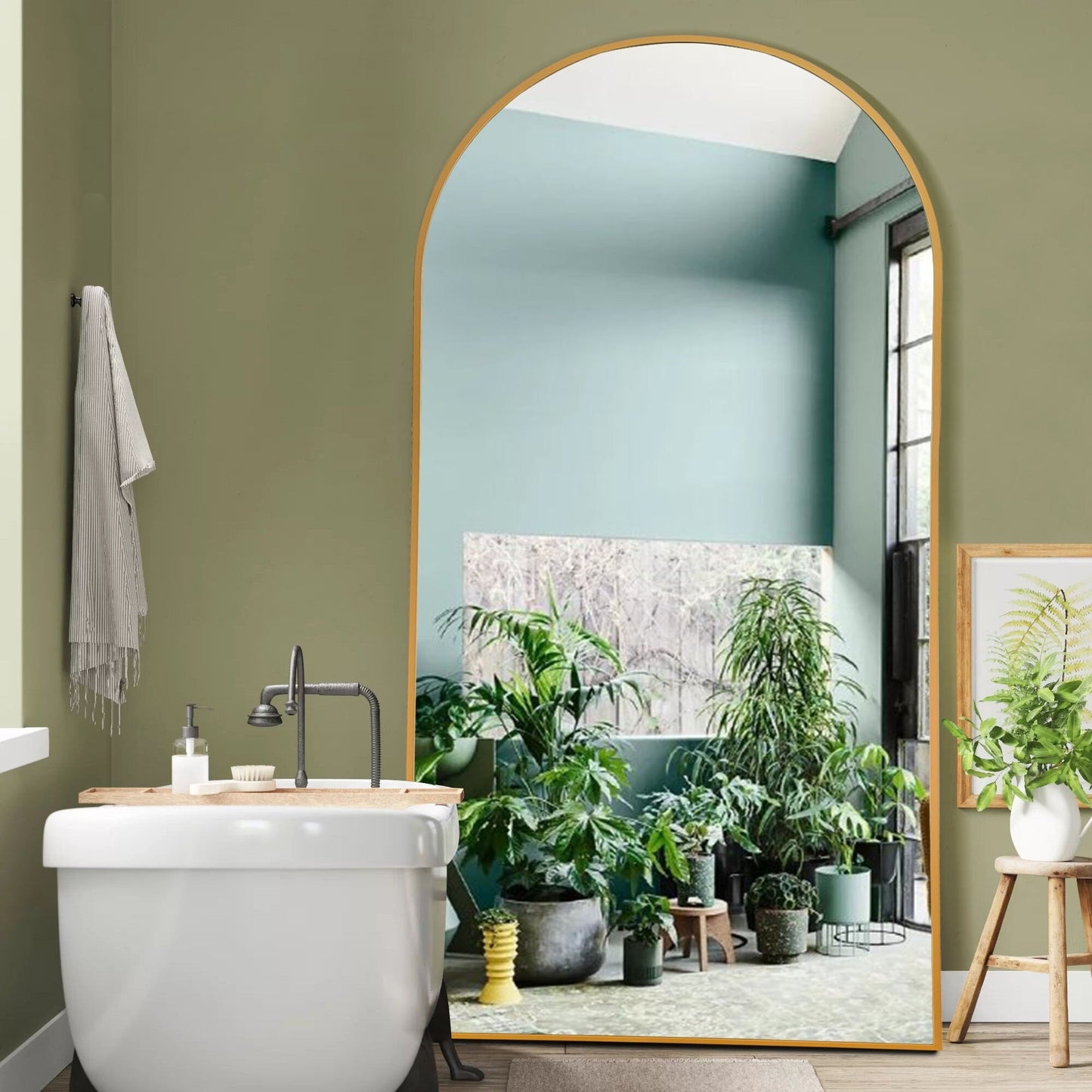 Dovelina Miroir mural à poser, miroir de corps entier, miroir de sol avec arche