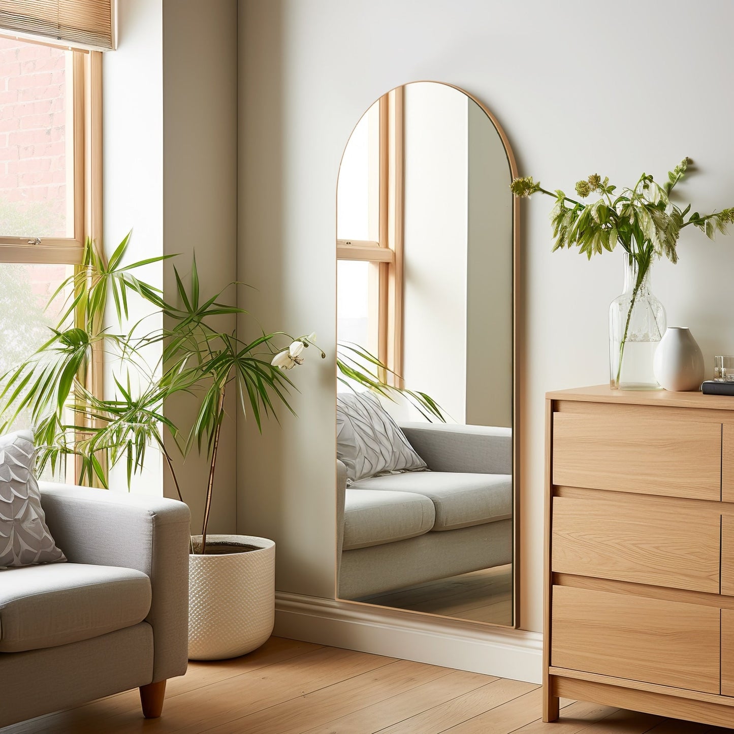 Dovelina Miroir mural à poser, miroir de corps entier, miroir de sol avec arche